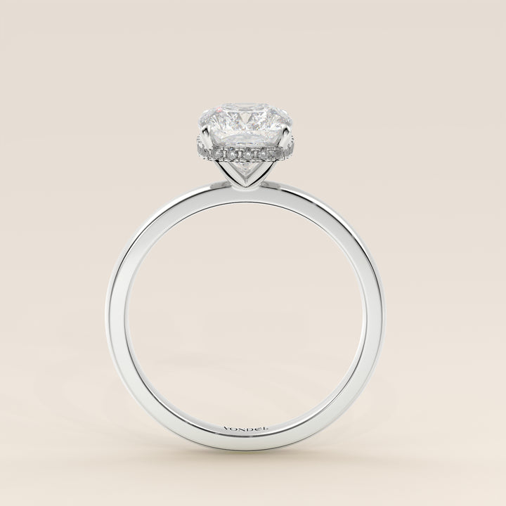 Lexi - Elongated Cushion Lab Grown Diamond Ring Solitair with Wrap Around Halo