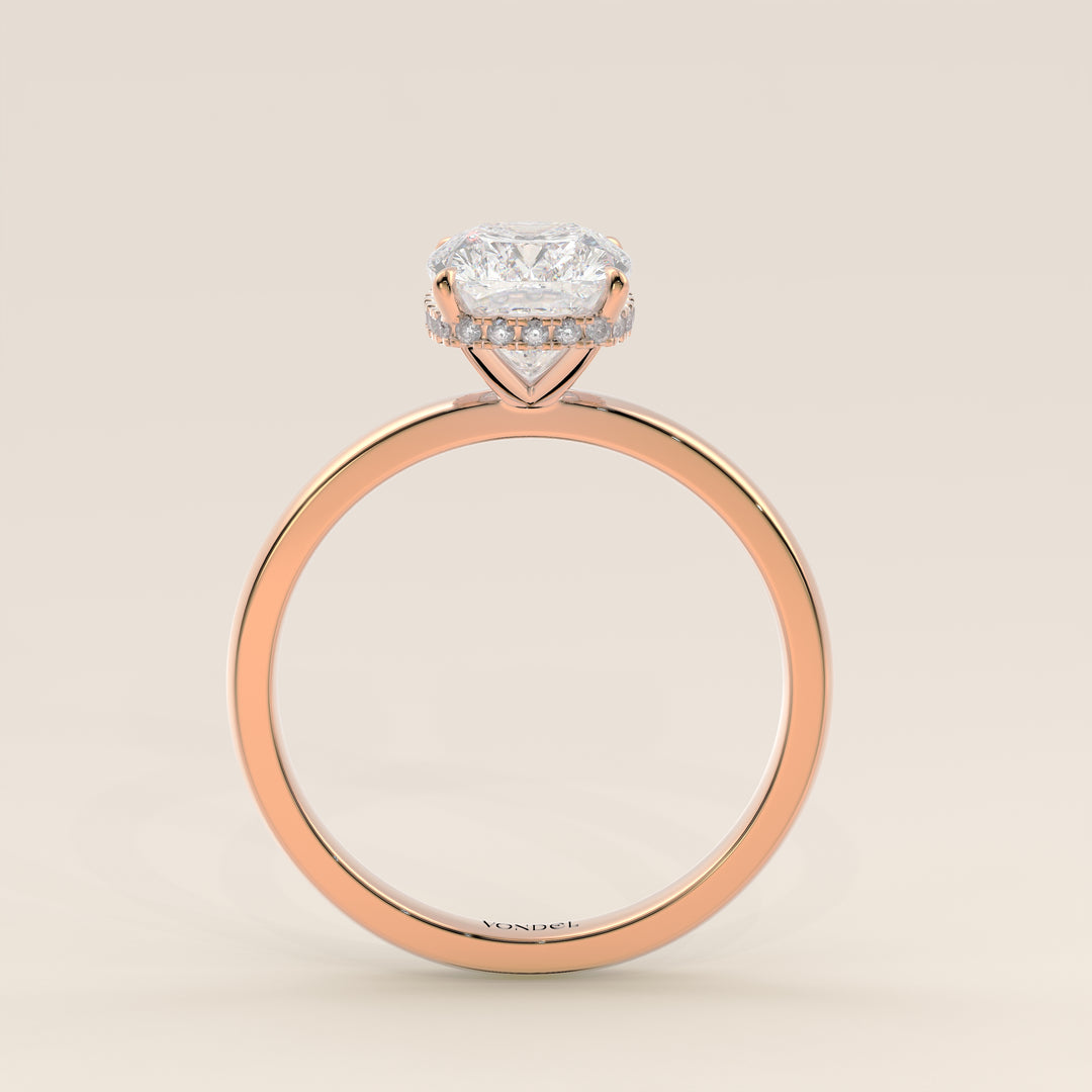 Lexi - Elongated Cushion Lab Grown Diamond Ring Solitair with Wrap Around Halo
