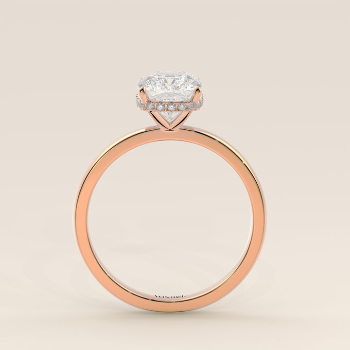 Lexi - Elongated Cushion Lab Grown Diamond Ring Solitair with Wrap Around Halo