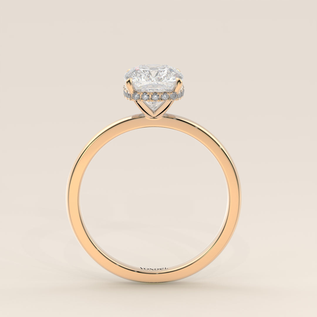 Lexi - Elongated Cushion Lab Grown Diamond Ring Solitair with Wrap Around Halo