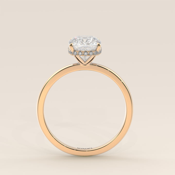 Lexi - Elongated Cushion Lab Grown Diamond Ring Solitair with Wrap Around Halo