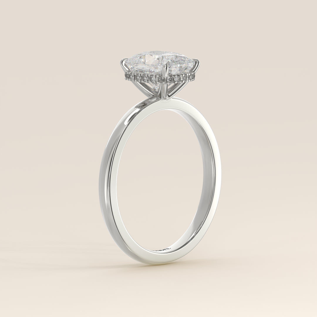 Lexi - Elongated Cushion Lab Grown Diamond Ring Solitair with Wrap Around Halo