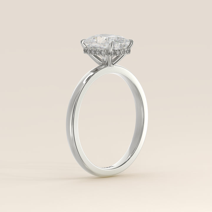 Lexi - Elongated Cushion Lab Grown Diamond Ring Solitair with Wrap Around Halo