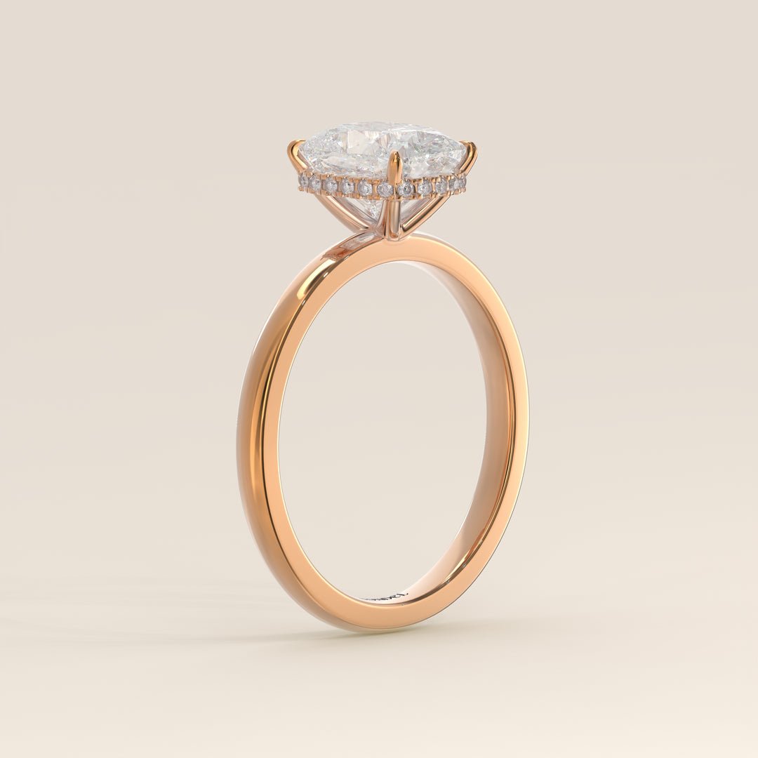 Lexi - Elongated Cushion Lab Grown Diamond Ring Solitair with Wrap Around Halo