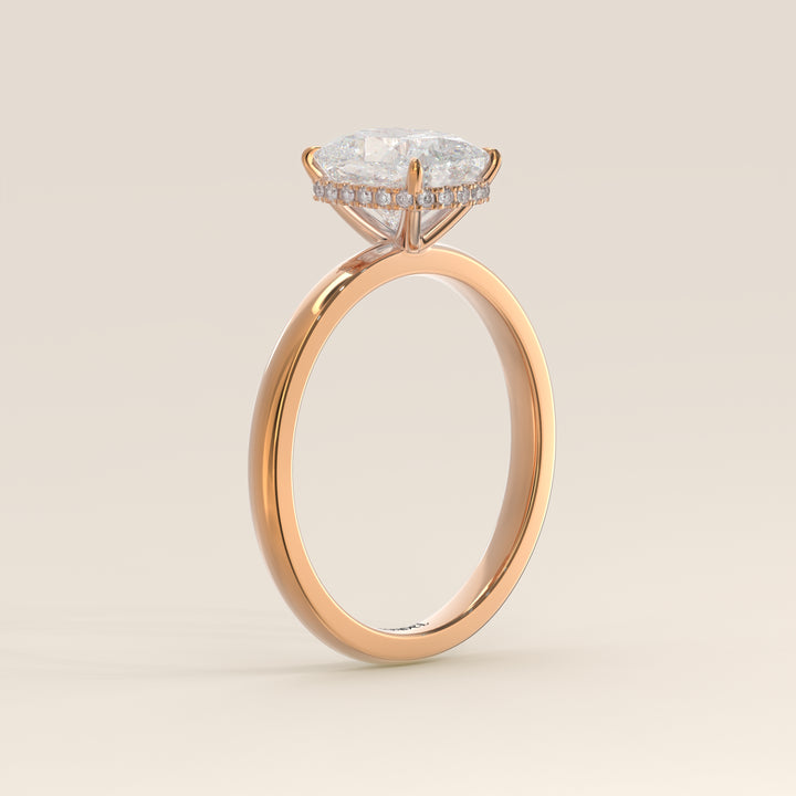 Lexi - Elongated Cushion Lab Grown Diamond Ring Solitair with Wrap Around Halo