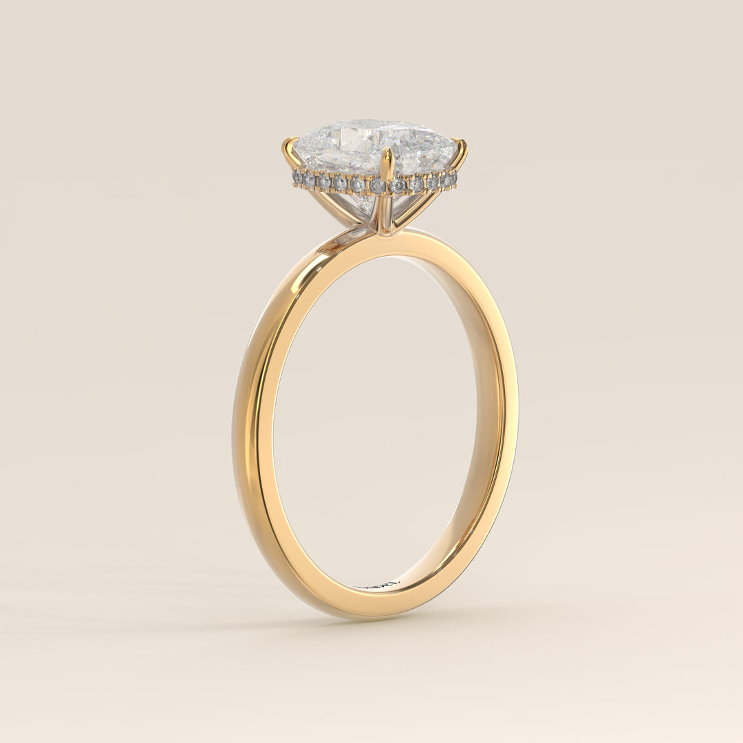 Lexi - Elongated Cushion Lab Grown Diamond Ring Solitair with Wrap Around Halo