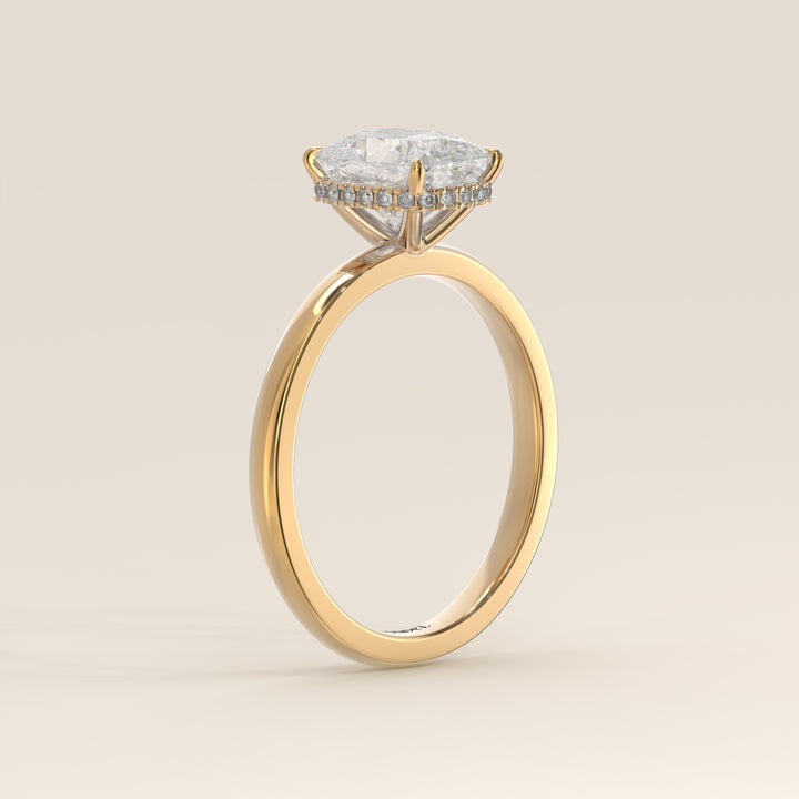 Lexi - Elongated Cushion Lab Grown Diamond Ring Solitair with Wrap Around Halo