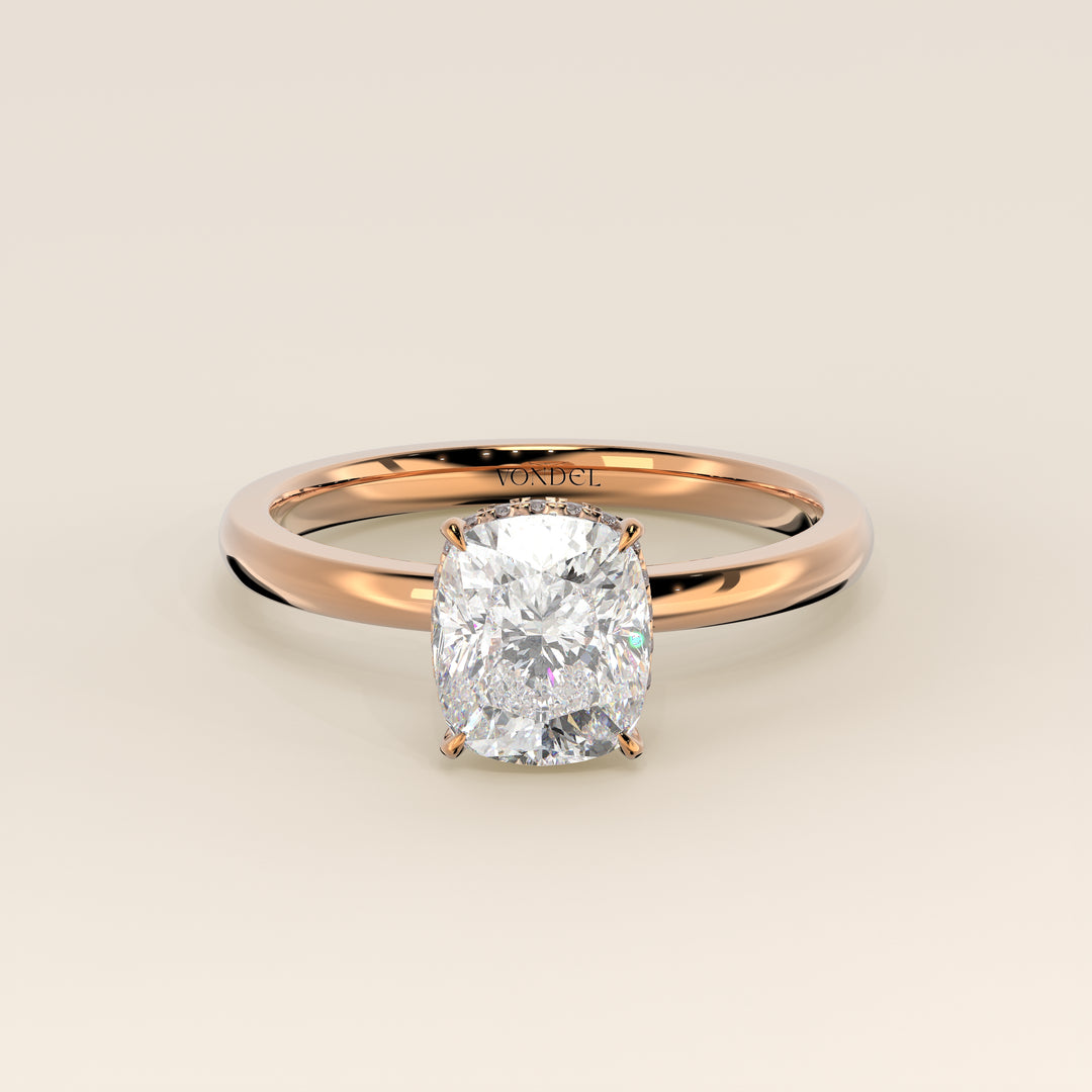Lexi - Elongated Cushion Lab Grown Diamond Ring Solitair with Wrap Around Halo