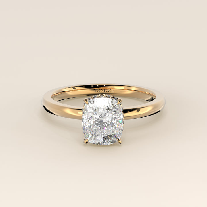 Lexi - Elongated Cushion Lab Grown Diamond Ring Solitair with Wrap Around Halo
