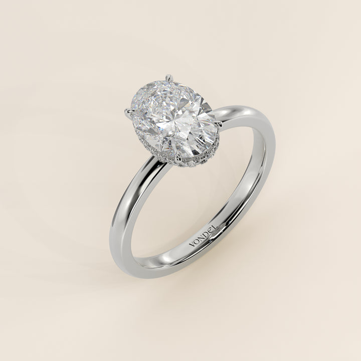 Lexi - Oval Lab Grown Diamond Ring Solitair with Wrap Around Halo