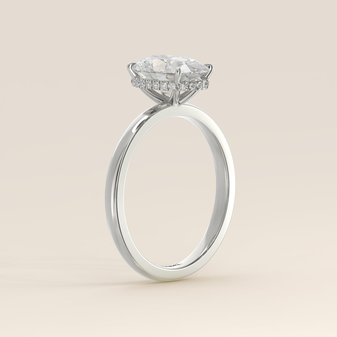 Lexi - Oval Lab Grown Diamond Ring Solitair with Wrap Around Halo