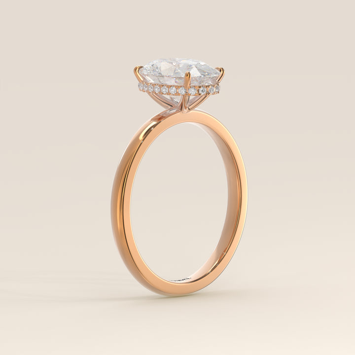Lexi - Oval Lab Grown Diamond Ring Solitair with Wrap Around Halo