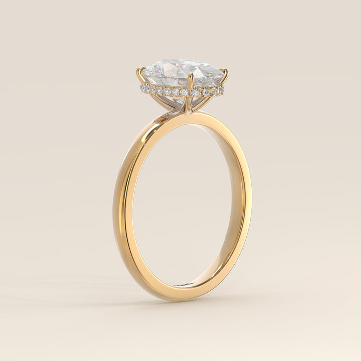 Lexi - Oval Lab Grown Diamond Ring Solitair with Wrap Around Halo