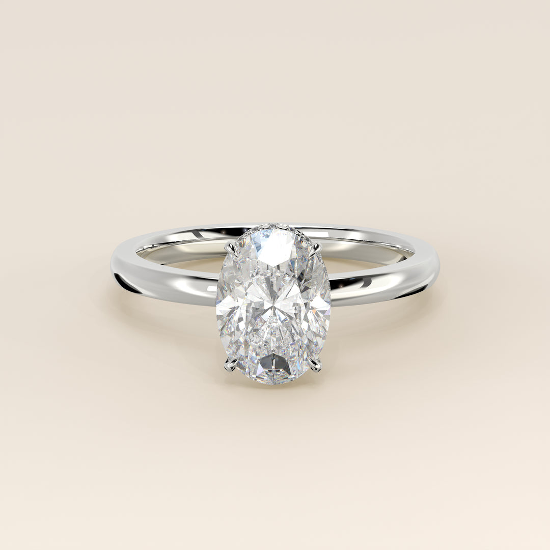 Lexi - Oval Lab Grown Diamond Ring Solitair with Wrap Around Halo