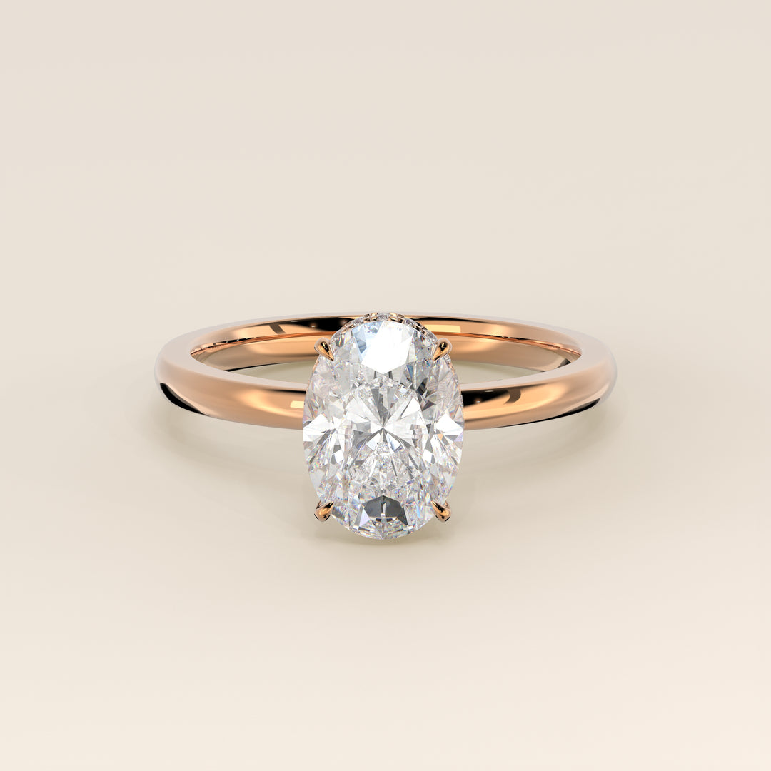 Lexi - Oval Lab Grown Diamond Ring Solitair with Wrap Around Halo