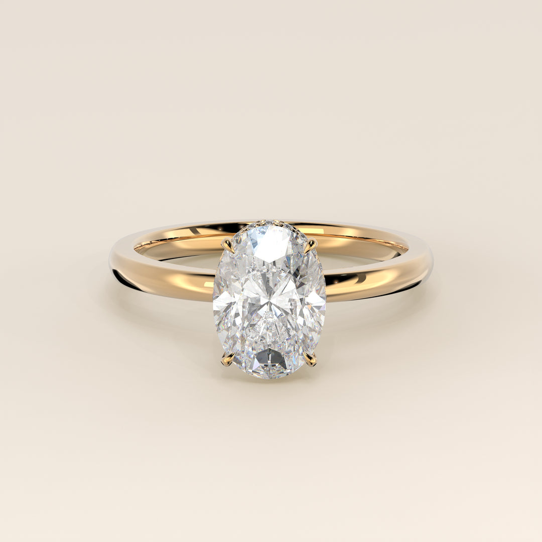 Lexi - Oval Lab Grown Diamond Ring Solitair with Wrap Around Halo