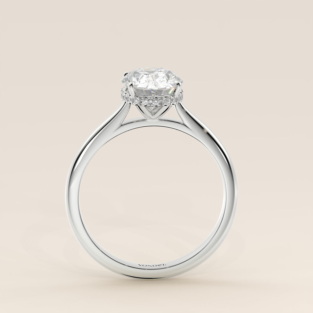 Mikki - Oval Solitair Lab Grown Diamond Ring with Cathedral Setting and Wrap Around Halo