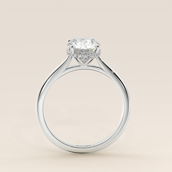 Mikki - Oval Solitair Lab Grown Diamond Ring with Cathedral Setting and Wrap Around Halo