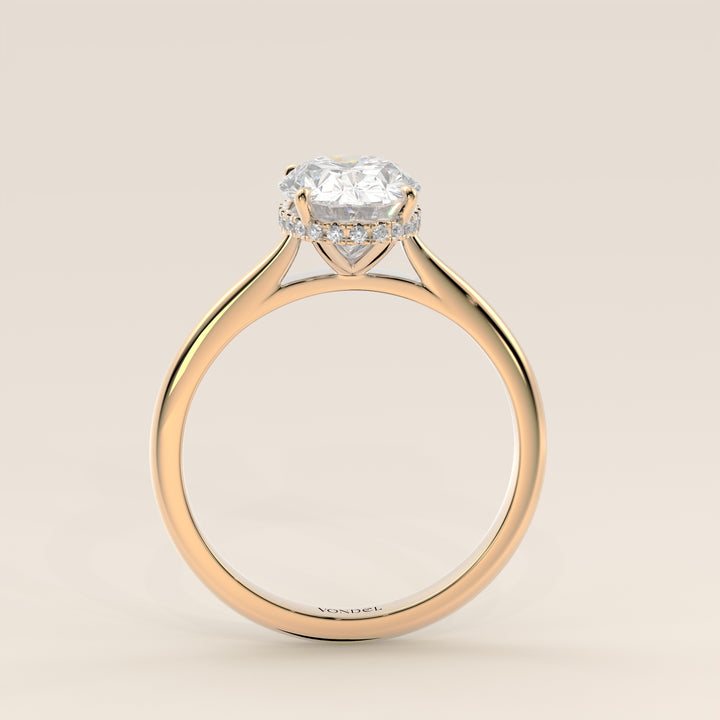 Mikki - Oval Solitair Lab Grown Diamond Ring with Cathedral Setting and Wrap Around Halo