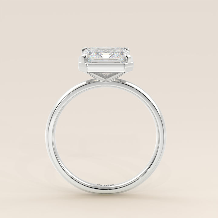 Belle - Asscher Lab Grown Diamond Ring Solitair with Faux Bezel Setting