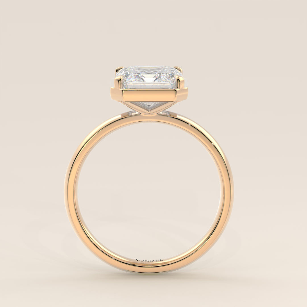 Belle - Asscher Lab Grown Diamond Ring Solitair with Faux Bezel Setting