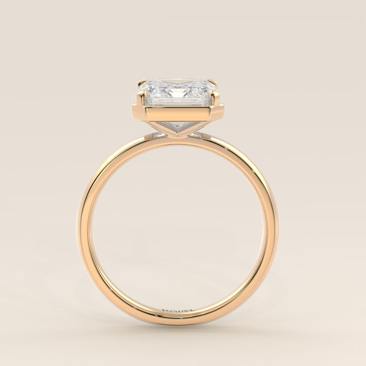 Belle - Asscher Lab Grown Diamond Ring Solitair with Faux Bezel Setting