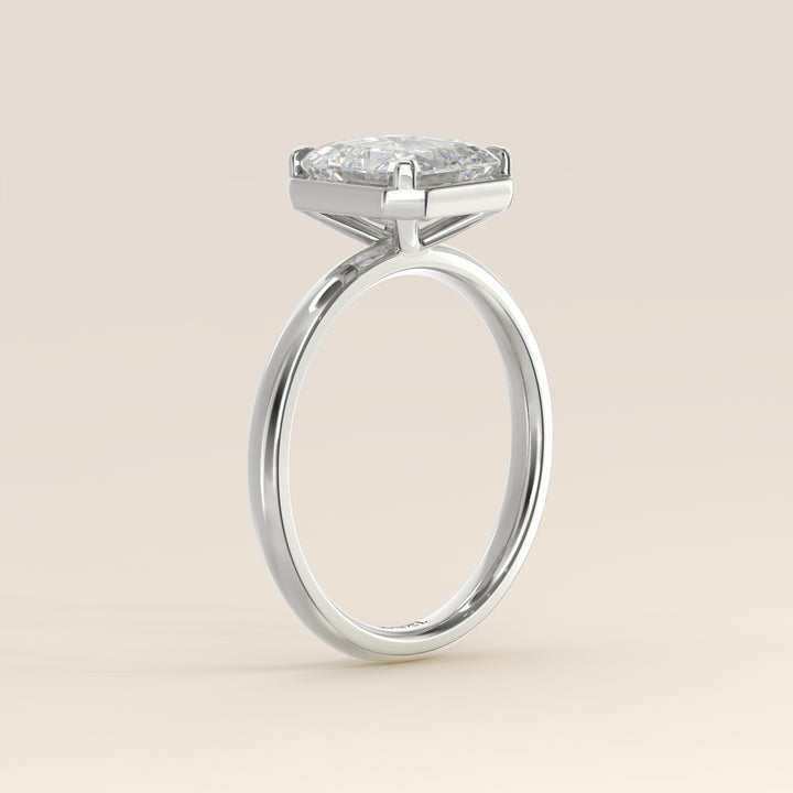 Belle - Asscher Lab Grown Diamond Ring Solitair with Faux Bezel Setting