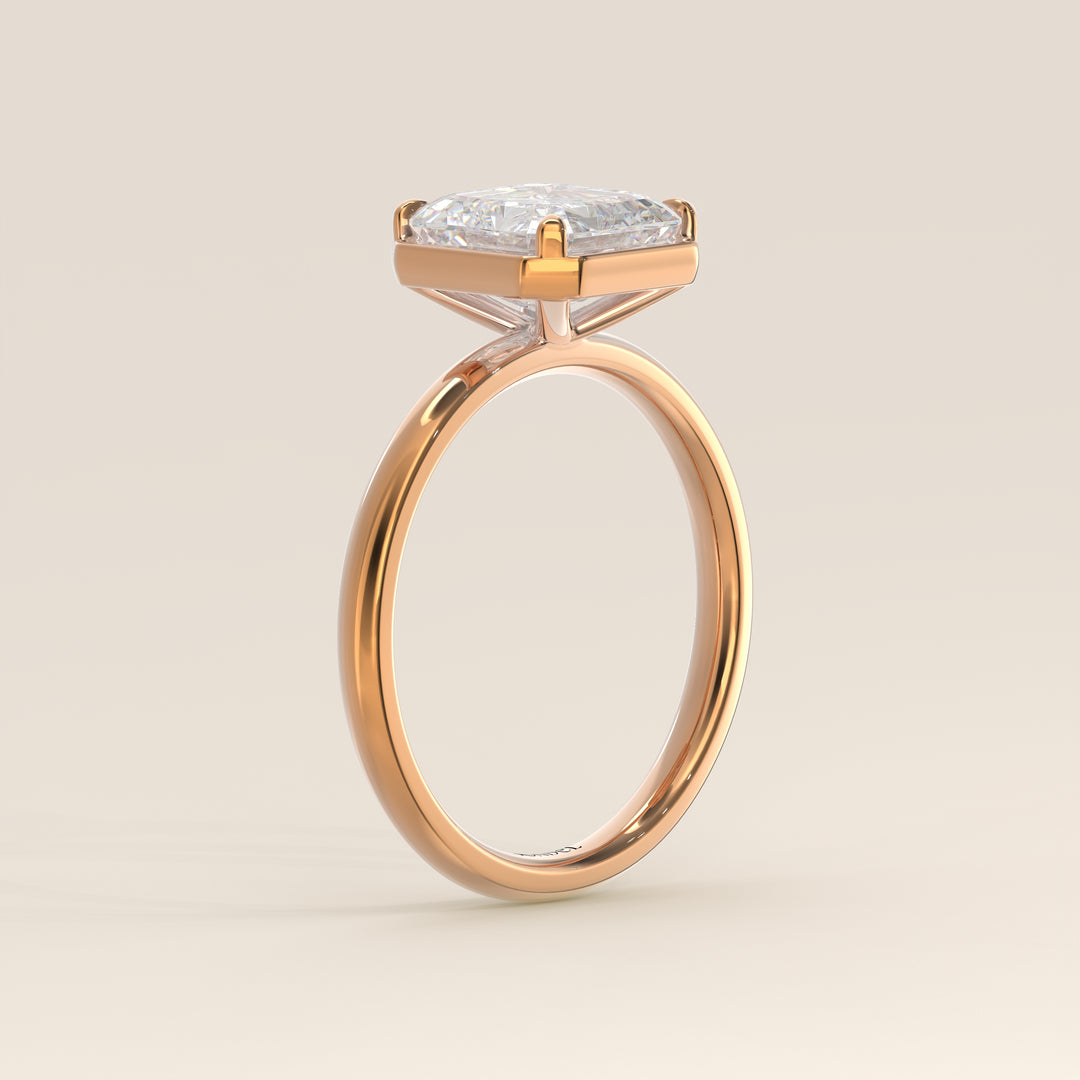 Belle - Asscher Lab Grown Diamond Ring Solitair with Faux Bezel Setting