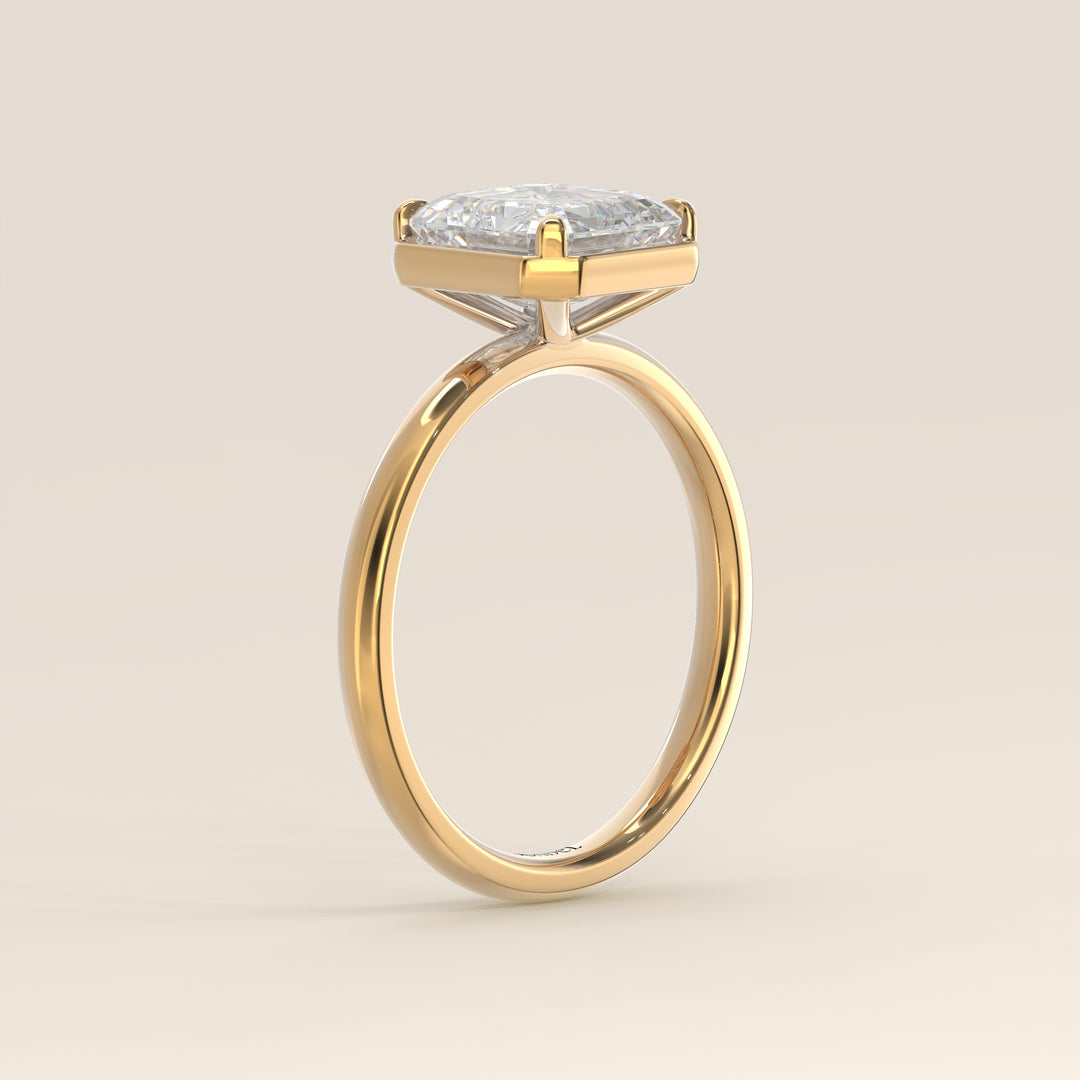 Belle - Asscher Lab Grown Diamond Ring Solitair with Faux Bezel Setting