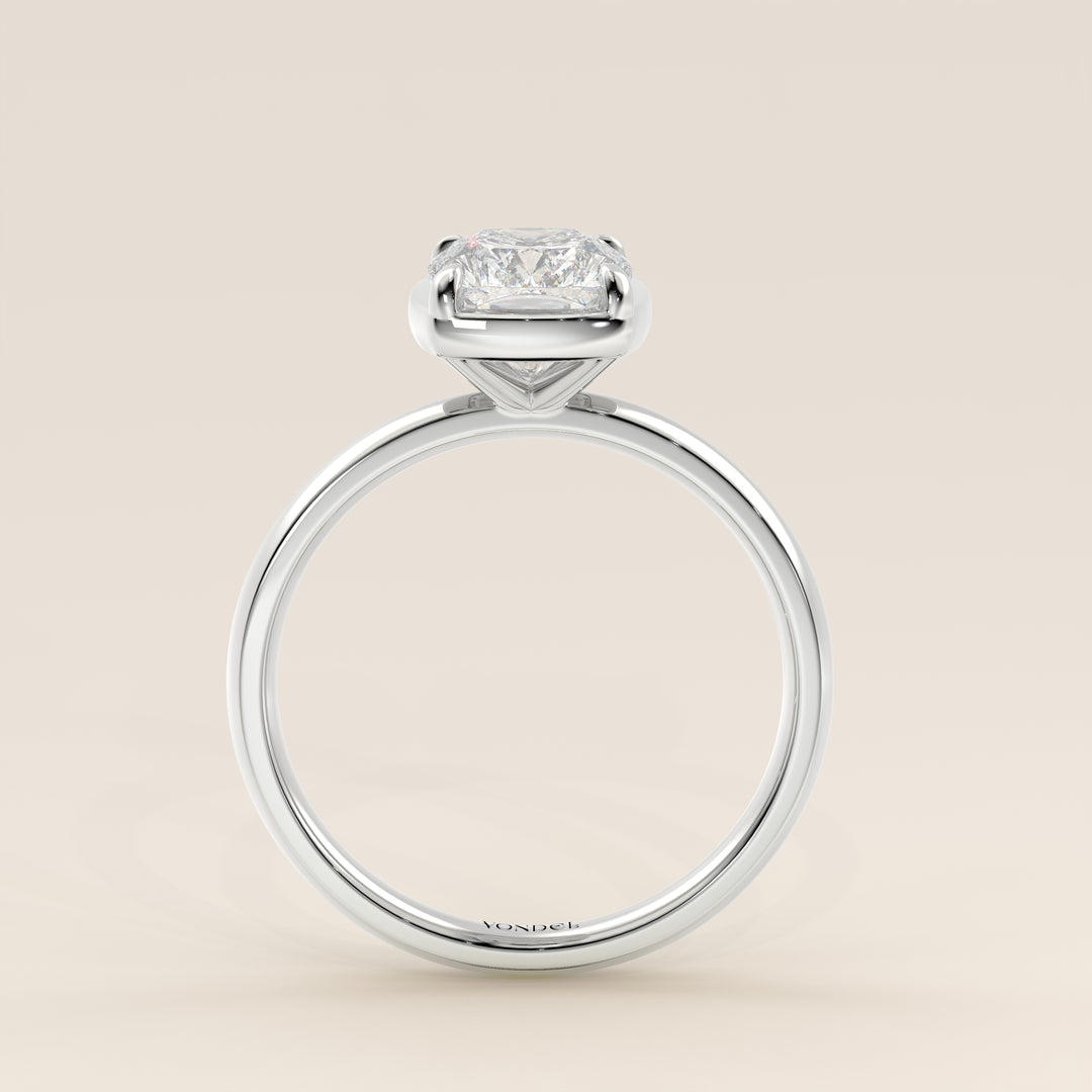Belle - Elongated Cushion Lab Grown Diamond Ring Solitair with Faux Bezel Setting