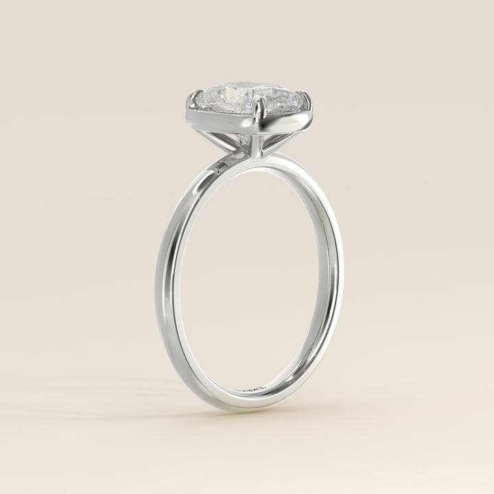 Belle - Elongated Cushion Lab Grown Diamond Ring Solitair with Faux Bezel Setting