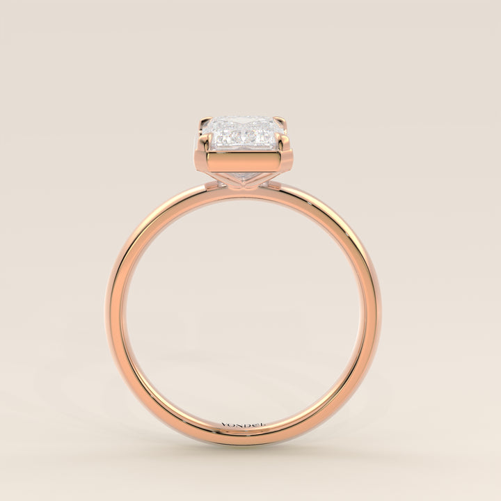 Belle - Emerald Lab Grown Diamond Ring Solitair with Faux Bezel Setting