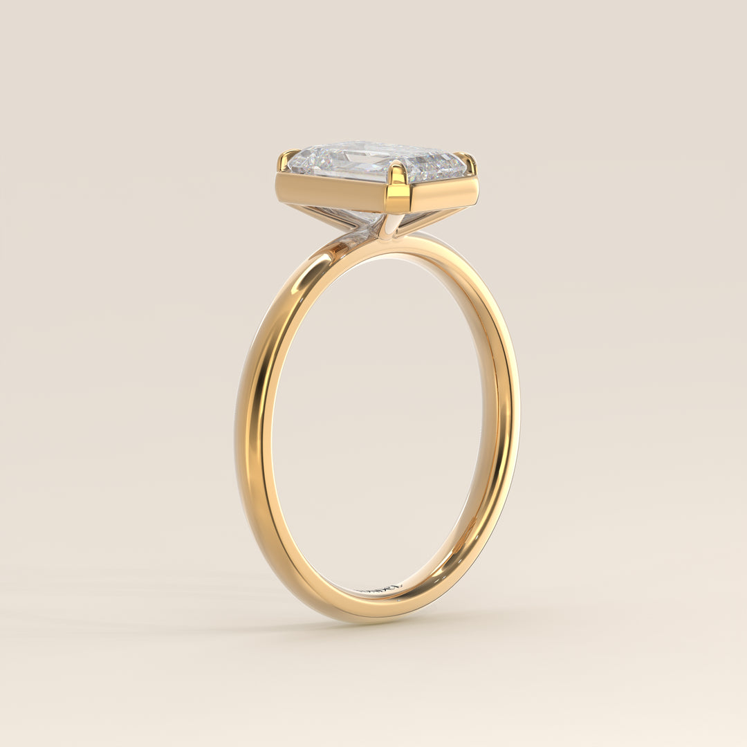 Belle - Emerald Lab Grown Diamond Ring Solitair with Faux Bezel Setting