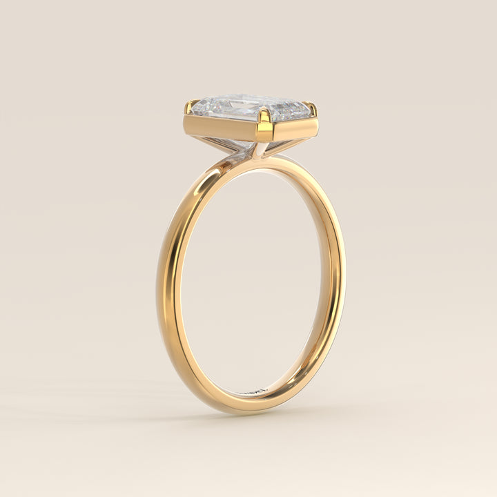 Belle - Emerald Lab Grown Diamond Ring Solitair with Faux Bezel Setting