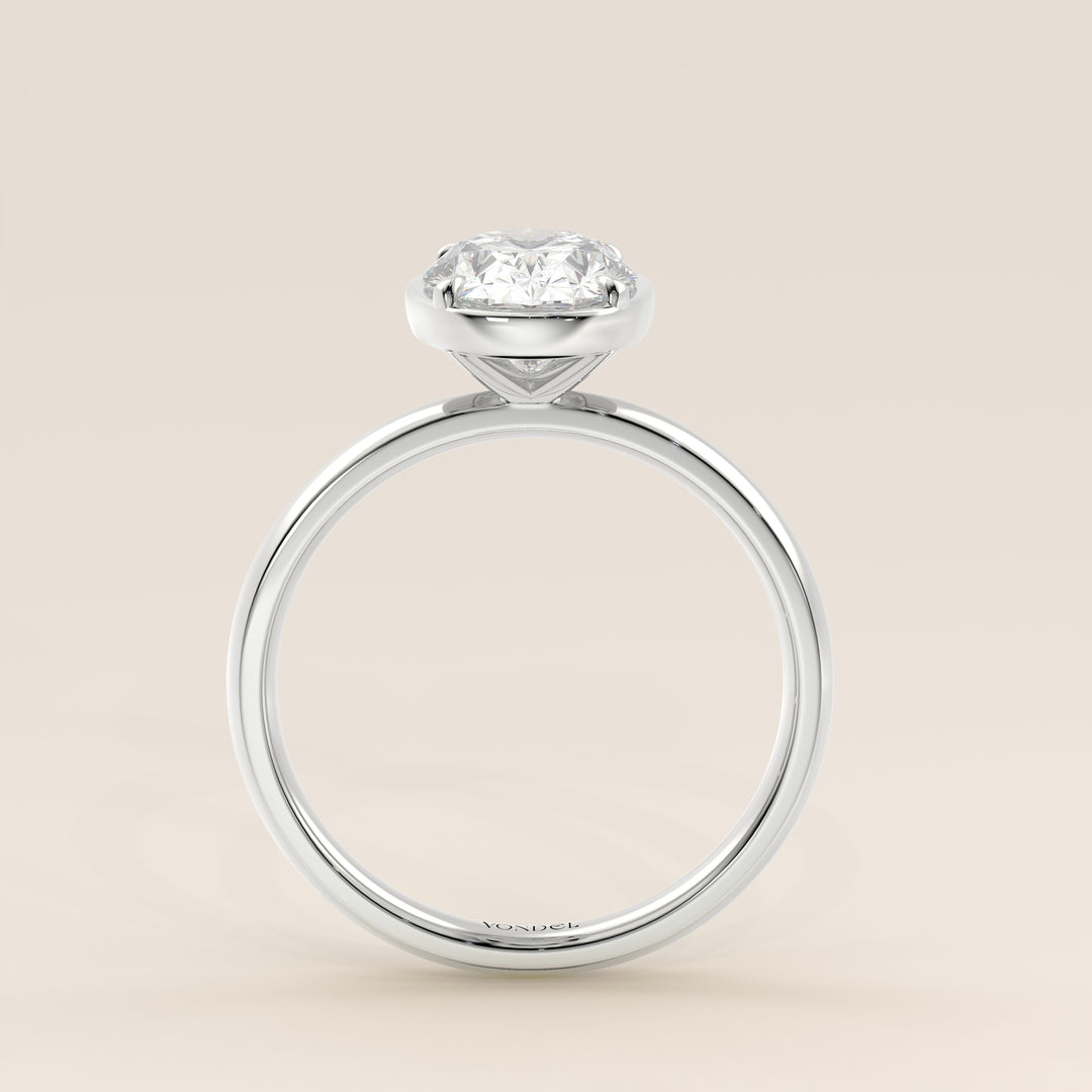 Belle - Oval Lab Grown Diamond Ring Solitair with Faux Bezel Setting