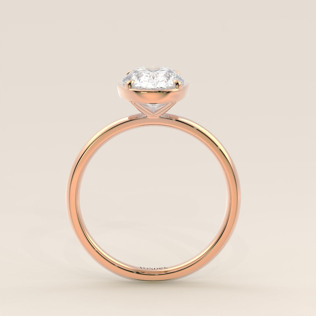 Belle - Oval Lab Grown Diamond Ring Solitair with Faux Bezel Setting