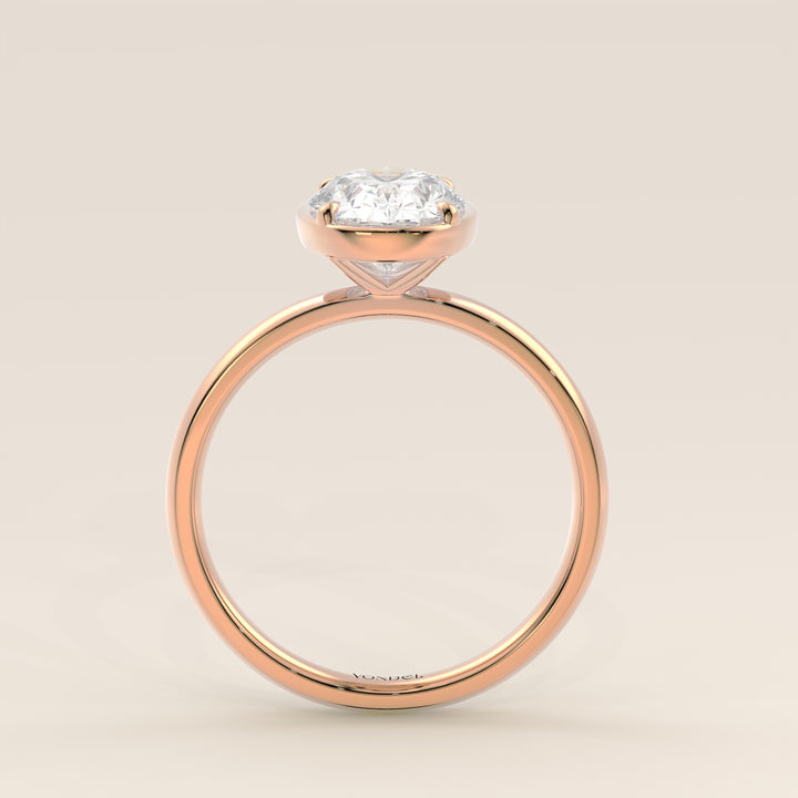 Belle - Oval Lab Grown Diamond Ring Solitair with Faux Bezel Setting