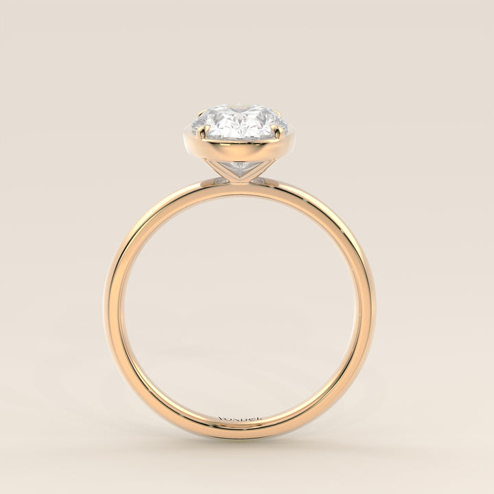 Belle - Oval Lab Grown Diamond Ring Solitair with Faux Bezel Setting