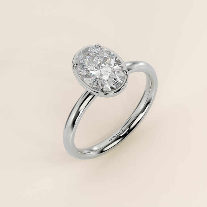Belle - Oval Lab Grown Diamond Ring Solitair with Faux Bezel Setting