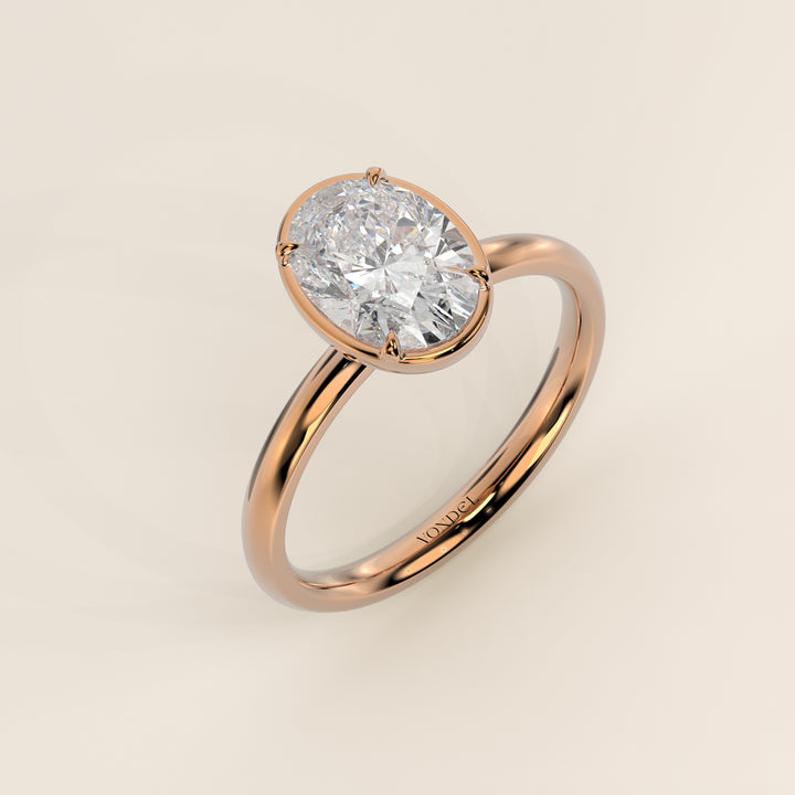 Belle - Oval Lab Grown Diamond Ring Solitair with Faux Bezel Setting