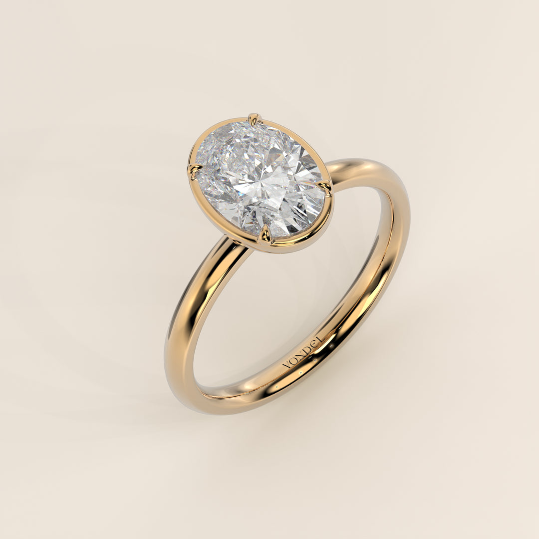 Belle - Oval Lab Grown Diamond Ring Solitair with Faux Bezel Setting