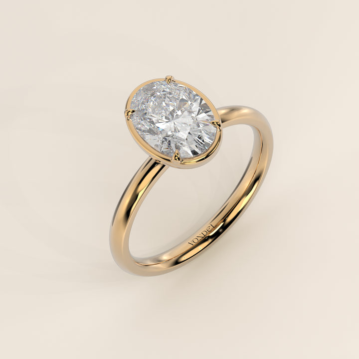Belle - Oval Lab Grown Diamond Ring Solitair with Faux Bezel Setting