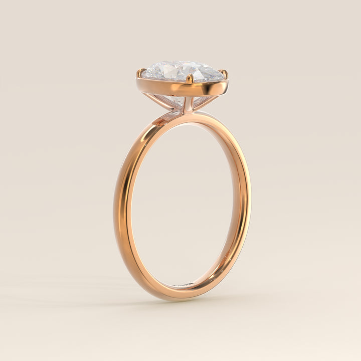 Belle - Oval Lab Grown Diamond Ring Solitair with Faux Bezel Setting