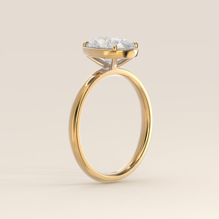 Belle - Oval Lab Grown Diamond Ring Solitair with Faux Bezel Setting