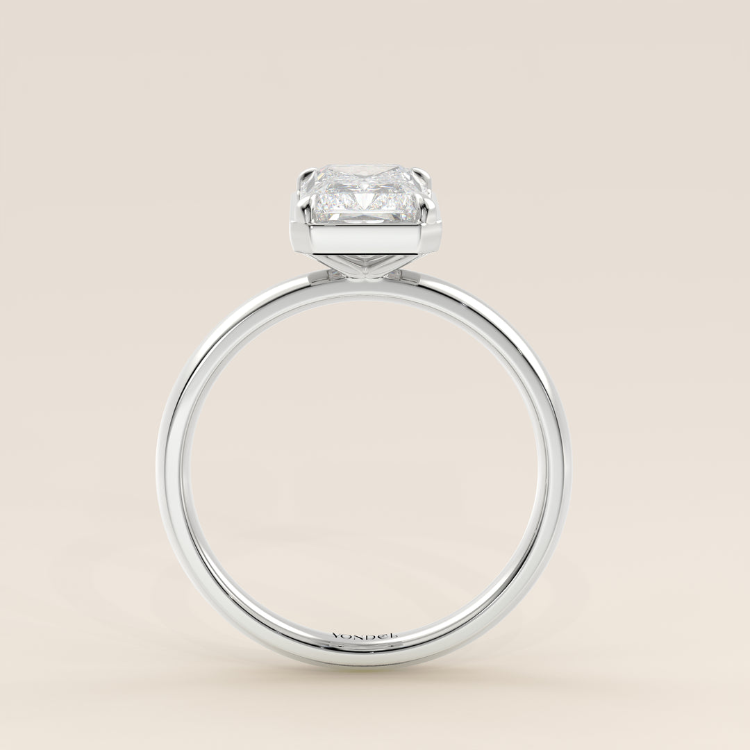 Belle - Radiant Lab Grown Diamond Ring Solitair with Faux Bezel Setting