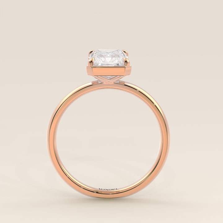 Belle - Radiant Lab Grown Diamond Ring Solitair with Faux Bezel Setting