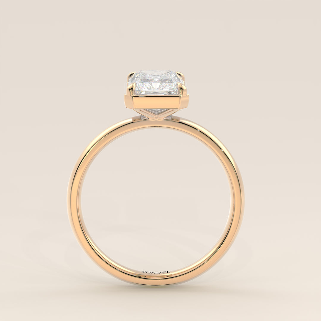 Belle - Radiant Lab Grown Diamond Ring Solitair with Faux Bezel Setting