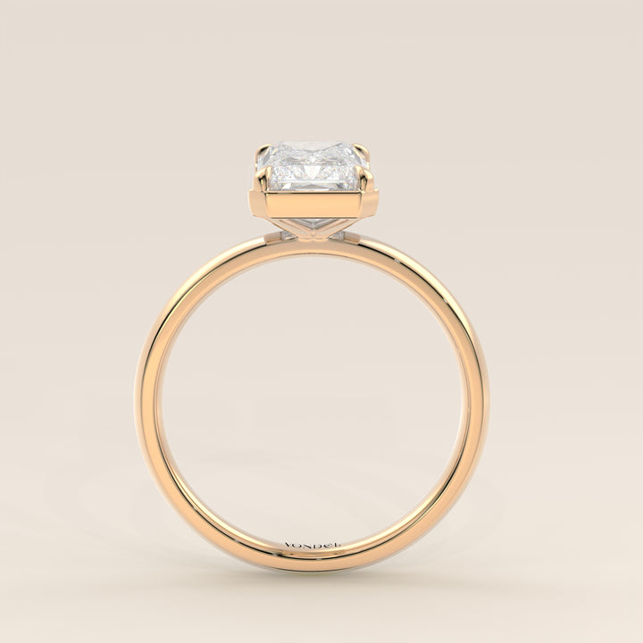 Belle - Radiant Lab Grown Diamond Ring Solitair with Faux Bezel Setting