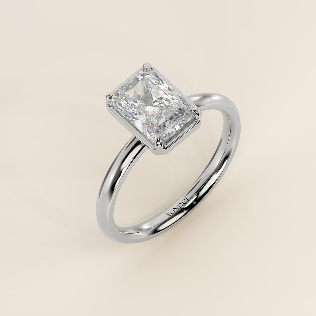 Belle - Radiant Lab Grown Diamond Ring Solitair with Faux Bezel Setting