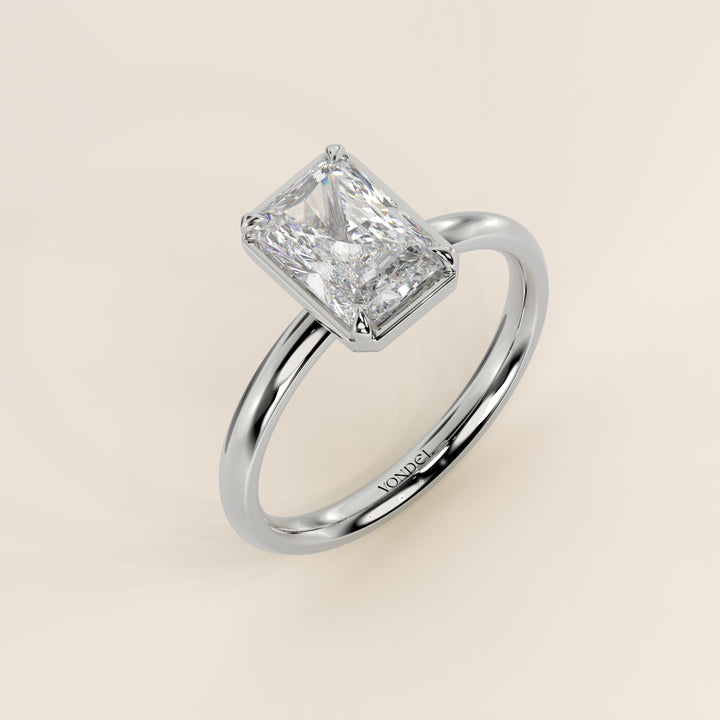 Belle - Radiant Lab Grown Diamond Ring Solitair with Faux Bezel Setting